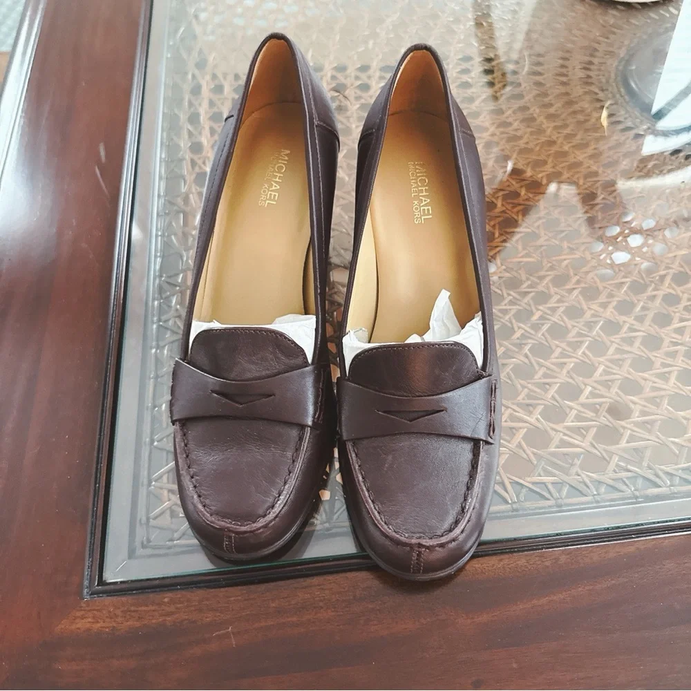 Michael Kors Burgundy Soft Leather Loafers - Picture 4 of 5